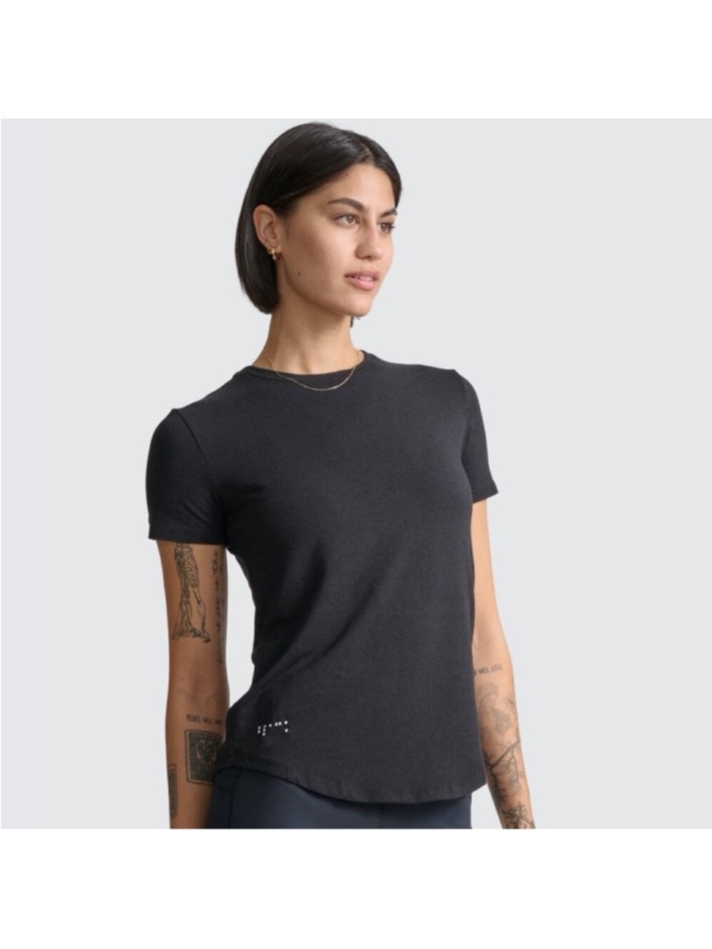 NWT Women’s TWO BLIND BROTHERS Braille Black Crew Neck Tee Shirt (XL)